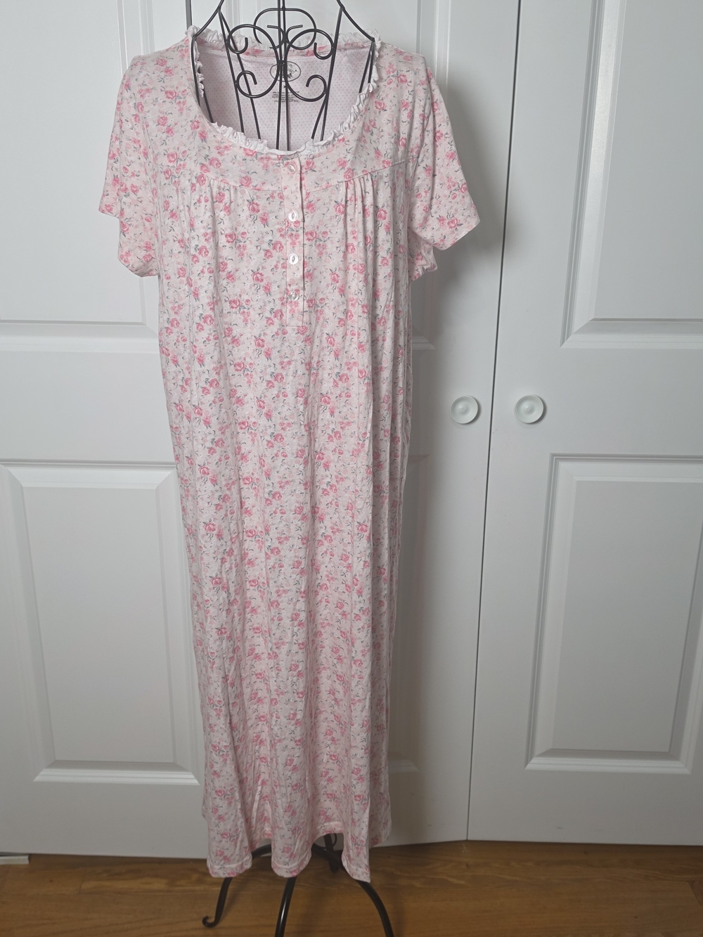 Laura Ashley XL Pink Rose Floral Cottagecore Long Nightgown Sleep Dress